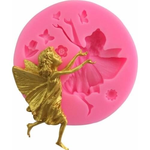 Elf girl angel flower fairy silicone mold chocolate cake flip sugar baking gypsum modeling diy decoration