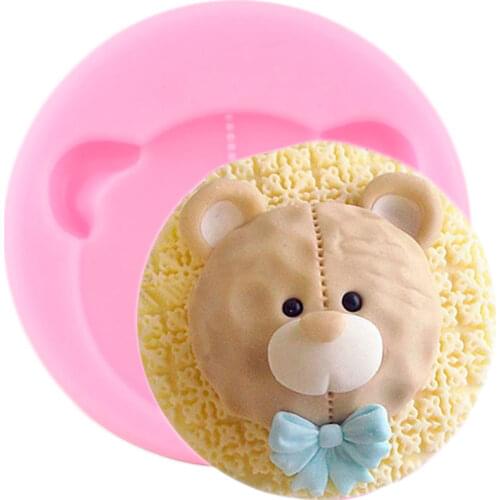 Bear Head Silicone Molds Cookie Baking Fondant Chocolate Mould Baby Party Cake decorating Tools Candy Polymer Clay Moulds