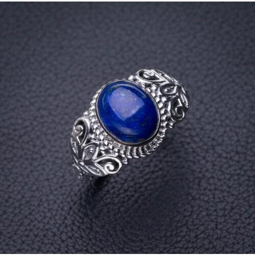 StarGems Natural Lapis Lazuli Handmade 925 Sterling Silver Ring 8.75 D7985