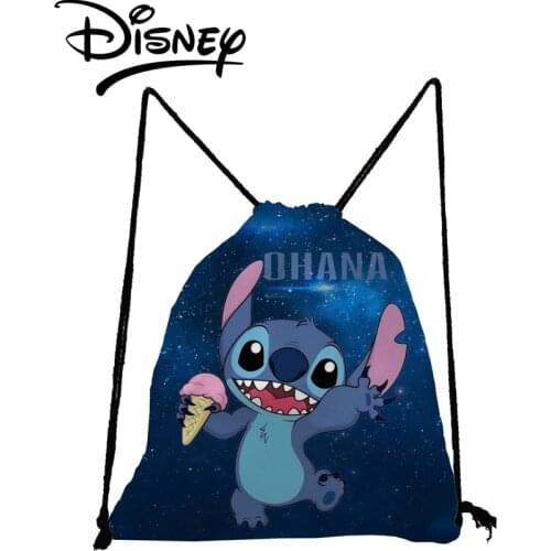 Disney Lilo Stitch Drawstring Bags Cartoon Mini Child Backpack Reusable Travel Storage Bag Casual Swim Yoga Portable Backpack