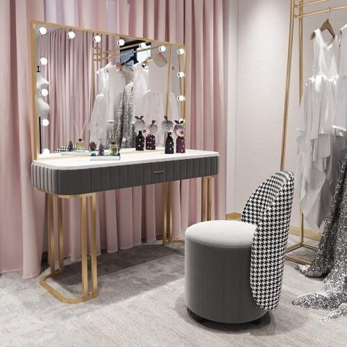 Photo Studio Dressing Table With LED Light Mirror Commercial Coiffeuse Fashion Makeup Manicure Tables Dressers Bedroom Furniture