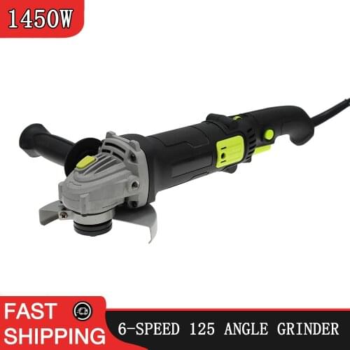125 type adjustable speed angle grinder, 1450W high power cutting and polishing machine suitable for metal grinding