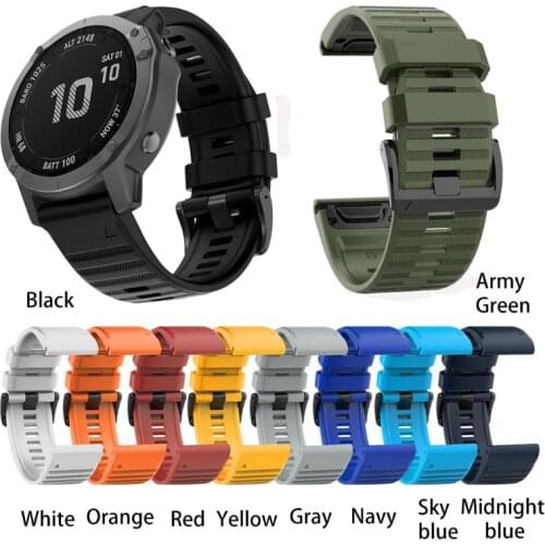 Universal 26mm Sports Watch Strap Quick Release Silicone Wrist Band for Gar-min Fenix6X/5X/5X Plus/3/3 HR/Descent MK1 Smart Watc