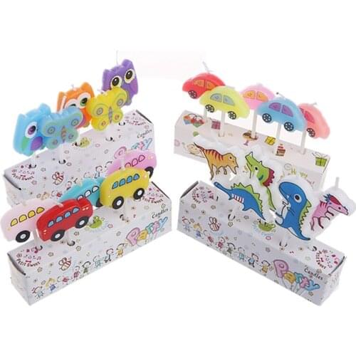 Party Supply 5Pcs Cartoon Candles Happy Birthday Cake Topper Cute Decoration