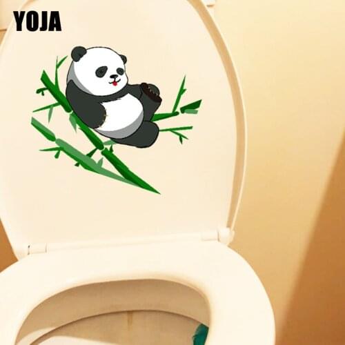 YOJA 21.5X16.5CM Funny Wall Sticker Living Room Home Decor Toilet Decal Pandas On Bamboo T3-1111