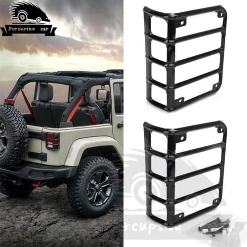 Alloy Black Rear Frosted Euro Guard Protector Tail Light Cover for 2007-2018 Jeep Wrangler JK Unlimited
