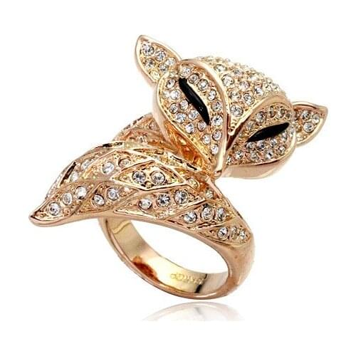 CHRAN Classic Fox Designer Gold Color Rings for Women Promotion Fashion Ladies Gifts Crystal Wedding Engagement Rings