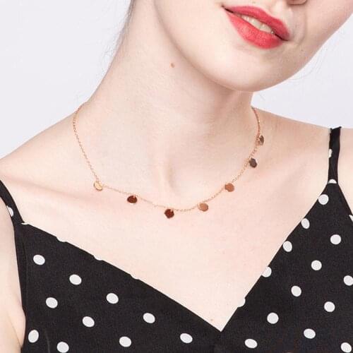 925 Sterling Silver Jewel Female Gold Round Disc Necklaces for Women 2019 Statement Accessories Christmas Birthday Party Gifts