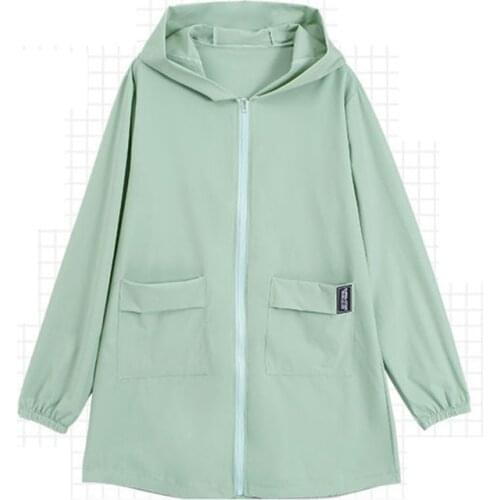 Hooded Large Size Sun Protection Clothing Women Coat Mid-Length 2021Summer New Beachwear Anti-Ultraviolet Thin Outwear Ladies 95