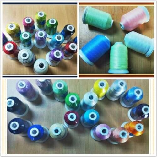 18 Spools Rayon Machine Embroidery Thread Filament + 15 Spools Metallic Thread + 5 spools Glow In The Dark Thread ,Free Shipping