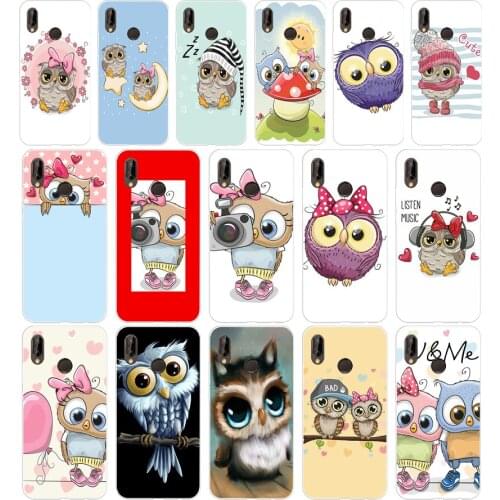 259H Cute Owls Cartoon Soft Silicone Tpu Cover Case for huawei p 20 lite pro y6 2017 mate 10 lite