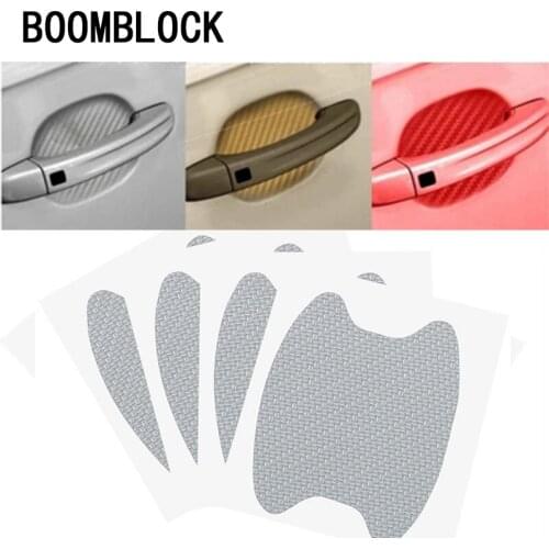 4Pcs Car Door Handle Carbon Fiber protection film Stickers for Toyota Avensis Rav4 Audi Q5 A6 Renault Captur Skoda Yeti Ford