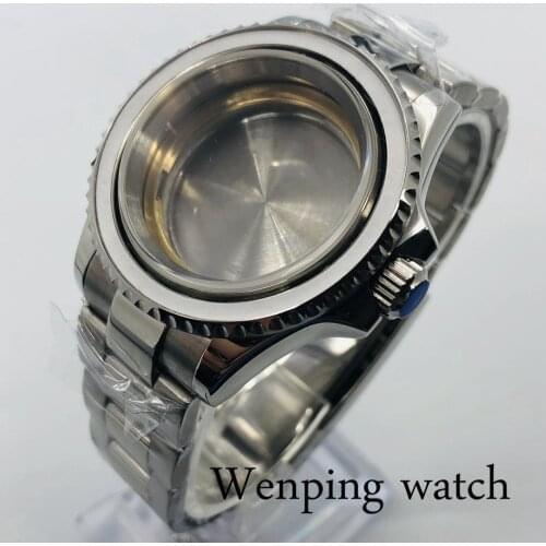 40mm sapphire glass bidirectional bezel polished silver case fit ETA 2836 miyota 8215/8205/821A Mingzhu DG 2813/ 3804 movement