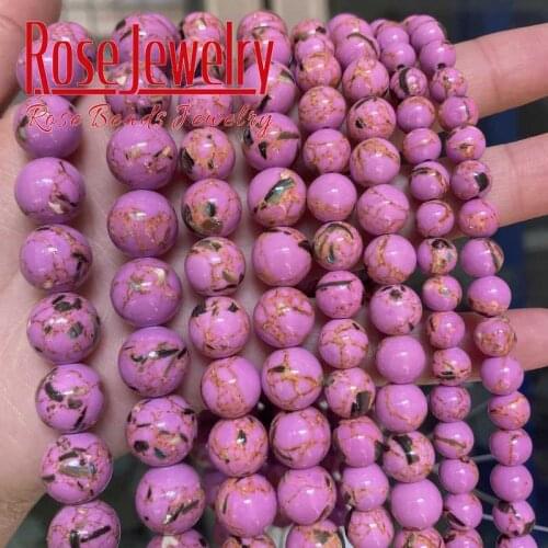 4 6 8 10 12mm Purple Shell Howlite Turquoises Stone Beads Round Loose Spacer Bead For Jewelry Making 15'' DIY Bracelets Necklace