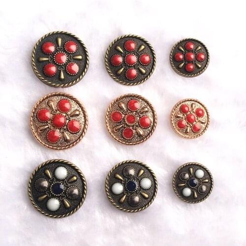 5pcs 20-25mm Metal Button Retro craft Round woman Blazer Decorative Coat Alloy High-foot Buckle DIY Clothing sewing Accessories