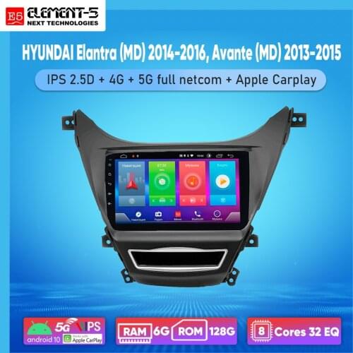 ELEMENT-5 9" 2G+32G Android 10 4G WIFI RDS DSP Car Radio For HYUNDAI Elantra (MD) 2014-2016, Avante (MD) Navigation GPS