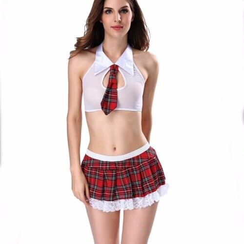 White gauze hollow-out exposed breast students to Europe and the United States adult fun pajamas