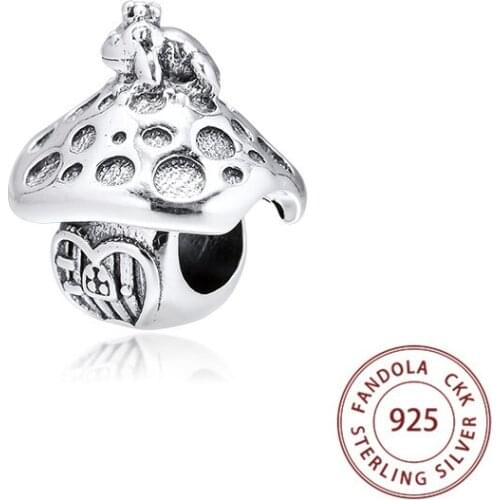 100% 925 Sterling Silver Mushroom & Frog Charms Beads for Jewelry Making Fits Pandora Bracelets Argent Kralen