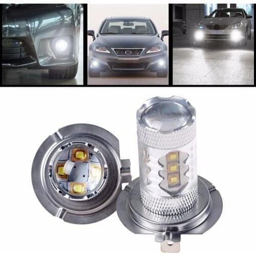Canbus 80W Ultra Bright CREE Chips White H7 Projector LED Lamp Bulb Daytime Running Fog Light For Lexus ScionInfinity Mitsubishi