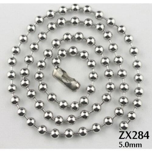 50meters-100meters 5mm ball chain stainless steel necklace beads chains fashion jewelry parts ZX284