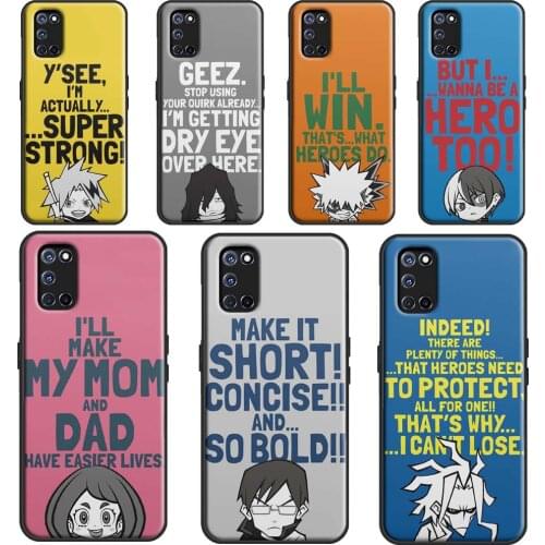 My Hero Academia Cute Chibi Quotes Cover For OPPO A5 A9 A53 A31 2020 A1K A3S A5S A15 A52 A72 A83 A91 A93 Find X3 Pro F5 Case
