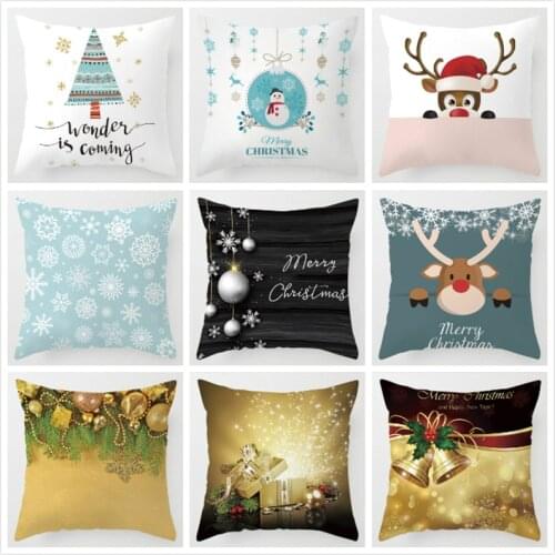 Santa Claus Christmas Tree Bell Cushion Cover Family Affection Sofa Home Decorative Throw Pillowcase 45*45cm Housse De Coussin