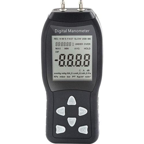 Digital Air Pressure Meter & Manometer to Measure Gauge and Differential Pressure +/-13.79KPa / +/-2 Psi / +/-55.4 H2O