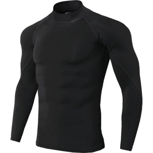 Sport Shirt Men Running Shirt Rashguard Mens Stand Collar Gym Shirts Workout Gym T Shirt Long Sleeve Sportswear TShirt Men Sport