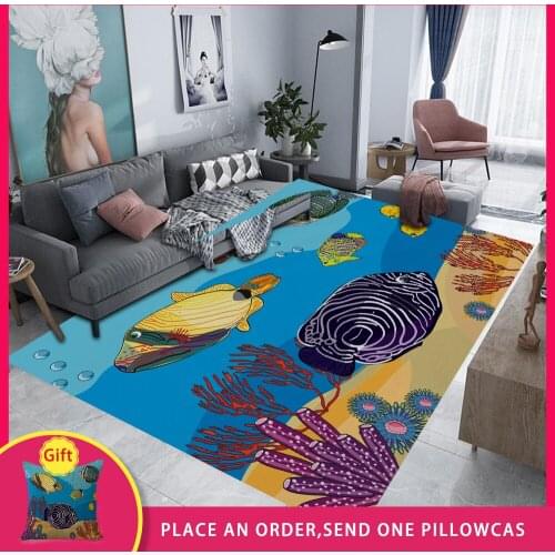 FYMX Deep Sea Fish Carpet Ocean World Play Rug For Living Room Table Rooms Decor