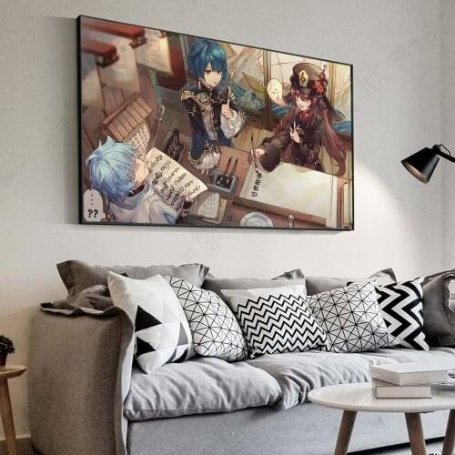 Genshin impact Game poster hu tao Game girl home decor hd painting wall painting bedroom anime Study Bedroom Bar Cafe Wal