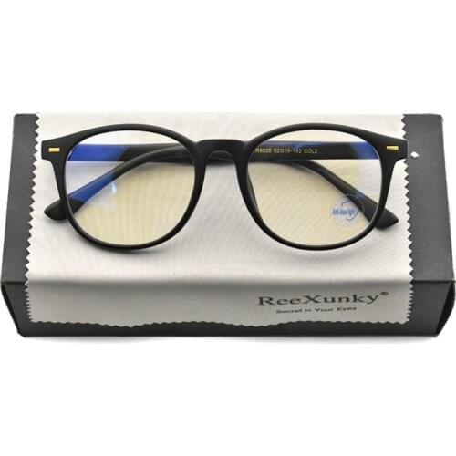 Unisex Anti Blue Rays Computer Glasses Women Fashion TR90 Vintage Round Frame Gaming Glasses Men Anti Eyestrain Eyewear UV400
