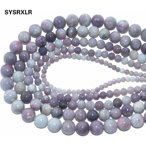 Wholesale Round Shape Violet Lilac Jaspers Natural Stone Beads For Jewelry Making DIY Bracelet Material 4/6/8/10/ 12 MM Strand
