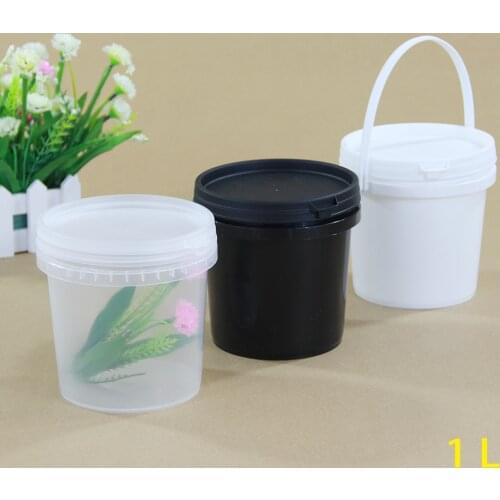 5PCS of 1L Food Grade Plastic Bucket with Handle and Lid Good Sealing Round PP storage Container for Food Liquid Painting