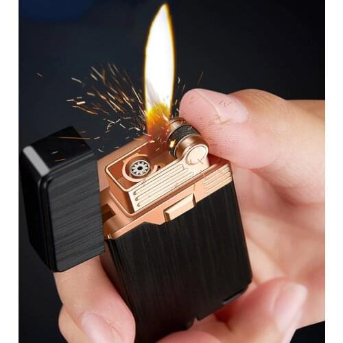 Metal Gas Lighter Butane Turbo Lighter Two Flames Cigarettes Lighters Metal Lighters Smoking Accessories Gadgets for Men