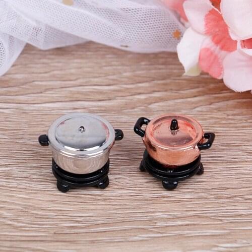 1/12 Dollhouse Miniature Accessories Mini Pot with Furnace Simulation Miniature Kitchenware Model Toy for Doll Home Decoration