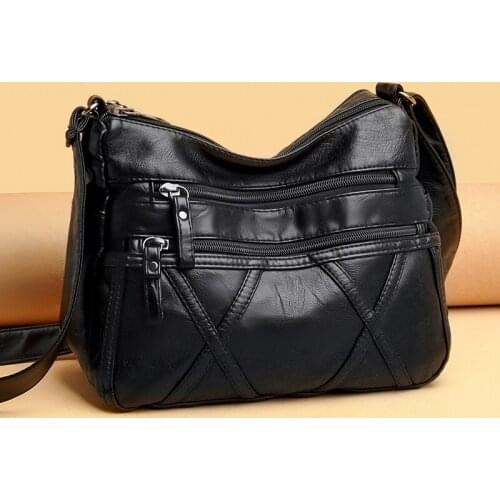 Multifunction PU Leather Crossbody Bag Womens Bag Vintage Solid Color Shoulder Bags Female Brand Messenger Bag Shopping Mom Bag