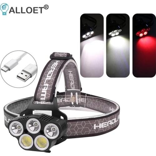 Powerful LED Sensor Headlight Waterproof USB Rechargeable Headlamp Head Torch Flashlight for Camping Hiking Fishing