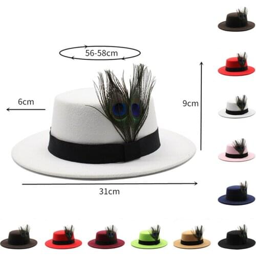 Men Fedoras Mixed Colors Jazz Hats Cowboy Hat For Women Winter Warm Cap Peacock Feather Bowler Hat Wholesale 2020