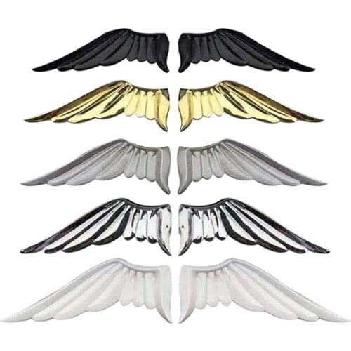 1 Pair 3D Metal Angel wing Car Side Fender Rear Trunk Sticker Emblem Badge For Jeep BMW Ford Volvo Nissan Mazda