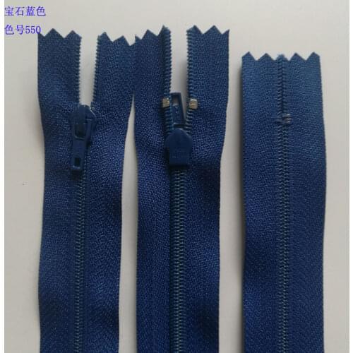 50pcs/lot Cheap Ykk Nylon Coil Zipper Close End 20cm 3# Inner Woven Sapphire Blue Trouser Pants Zippers for Sewing Accessories