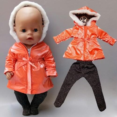 40cm Baby Doll Clothes ski Jacket Pants 18 Inch girl Doll Clothes waist fur Coat doll toys wearing