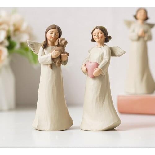 Nordic Angel Ornaments Resin Girl Figurine Warm Family Decorations Modern Home Decoration Bedroom Decoration Mothers Day Gifts