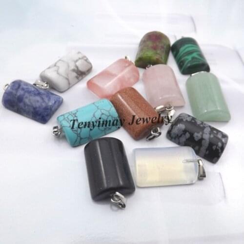 Mixed Semi-precious Stone Pendant For Necklace, Real Natural Stone Arc Shape Pendant 24pcs/lot