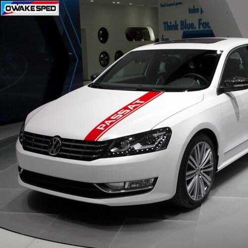 Racing Sport Stripes Car Hood Bonnet Sticker For Volkswagen-PASSAT Auto Engine Cover Decor Vinyl Decals Accessories