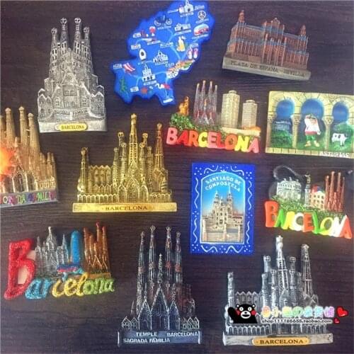 BABELEMI Spain Barcelona Asturias Madrid Tourist Souvenirs 3D Resin Handmade Fridge Magnet Crafts Gifts Home Decoration