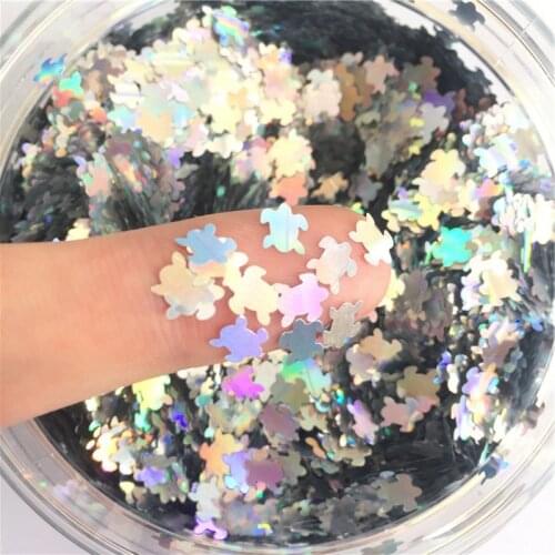 Ultrathin Sea Turtle Sequin 6mm PET Nail Glitter Paillettes Laser Silver Eo-Friendly PET Sequins Nails Art Manicure Materials 8g