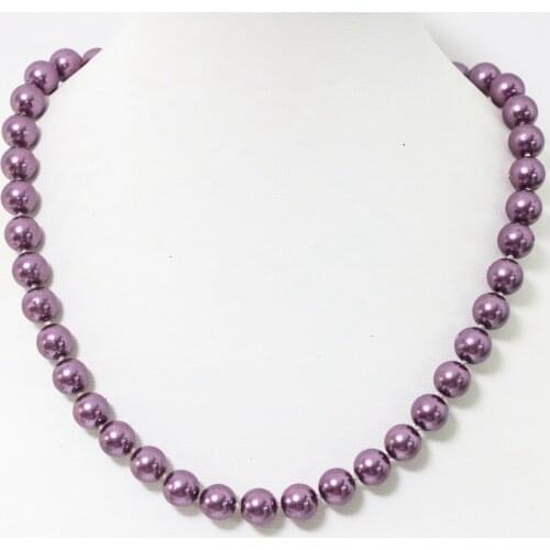 High quality imitation shell pearl violet purple round beads necklace 8,10,12,14mm fashion women beauty gift jewelry 18inchB1643
