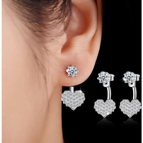 High-end heart Zircon Earrings chain nickel-free women and girls fashion Earring jewelry