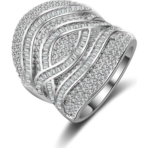 YaYI Fine Jewelry White 260+pcs 100% Gemstones Cubic Zirconia Stamped S925 Silver Color Engagement Wedding Party Gift Rings