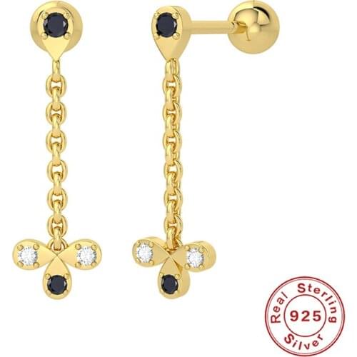 Canner 925 Sterling Silver Earrings Black Zircon Pendientes Plata 925 Boucle Oreille Femme Dangle Earring For Women Jewelry
